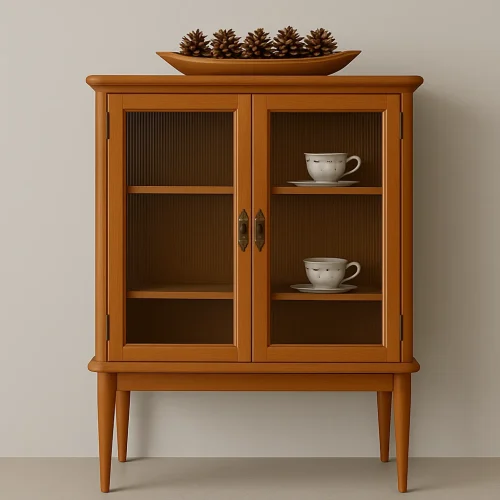 Glass Door Kitchen Cabinet Elegant Compact Display Unit