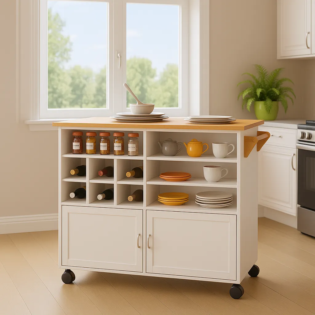 White Kitchen Cabinet With Storage Drawers - Image 4