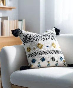 Boho Embroidered Pillow Cover Off White