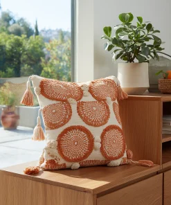 Boho Embroidered Pillow Cover With Tassels