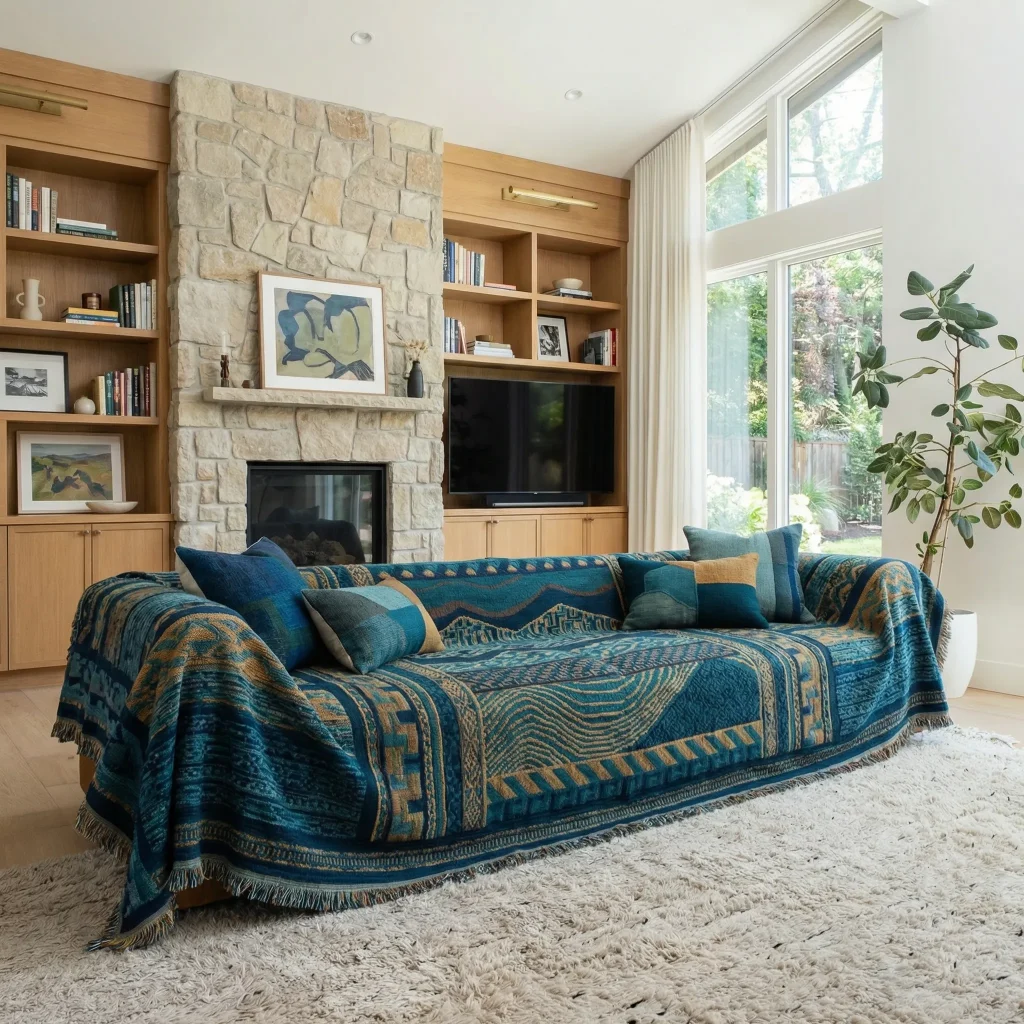 Decorative Motif Sofa Blanket Cover For Living Room