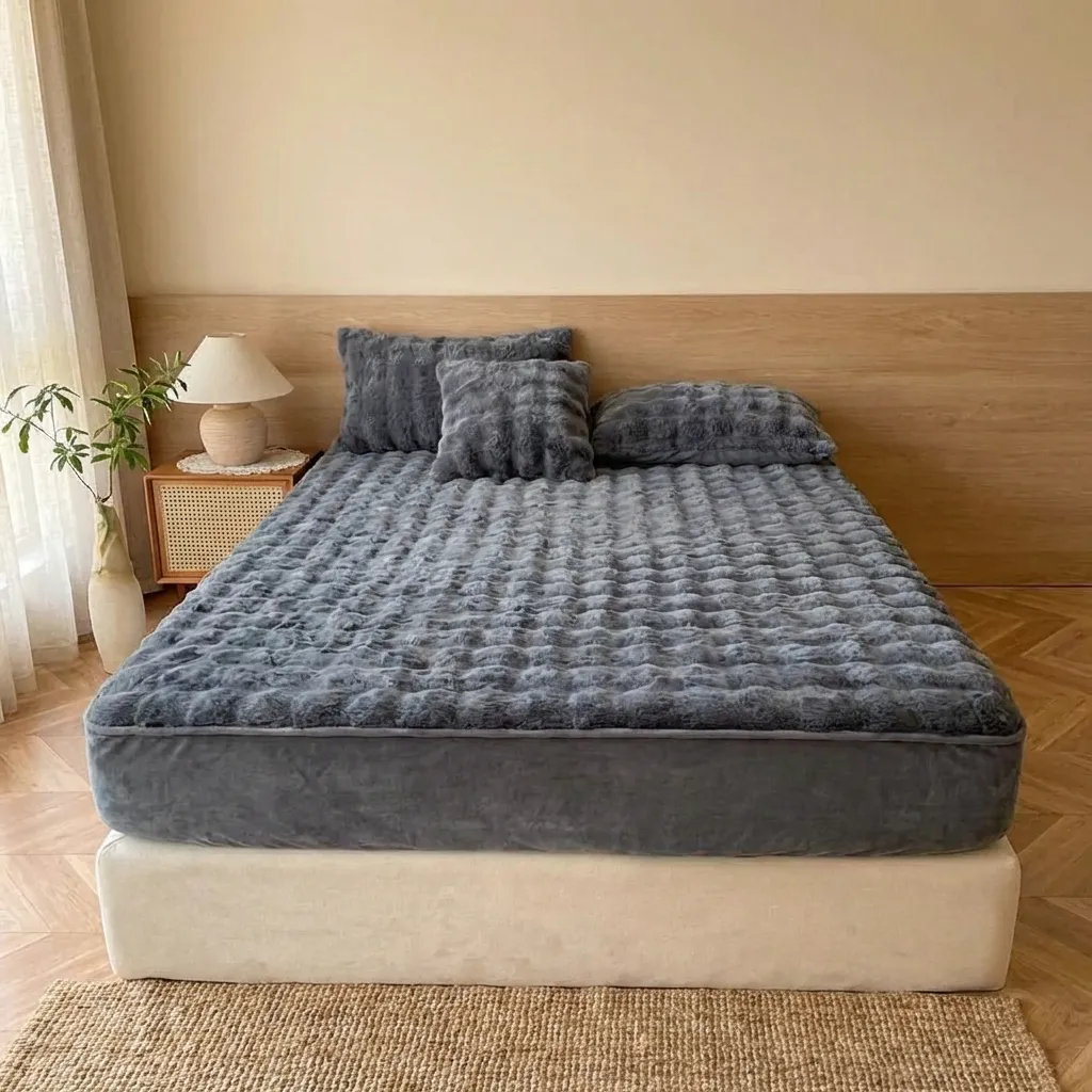 Elastic Fitted Bed Sheet In Dark Gray