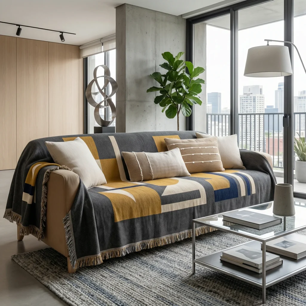 Graphic Style Sofa Blanket Cover For Living Room