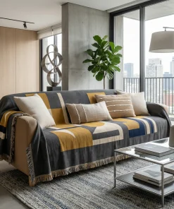 Graphic Style Sofa Blanket Cover For Living Room