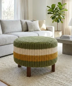 Knitted Pattern Ottoman Cover For Living Room