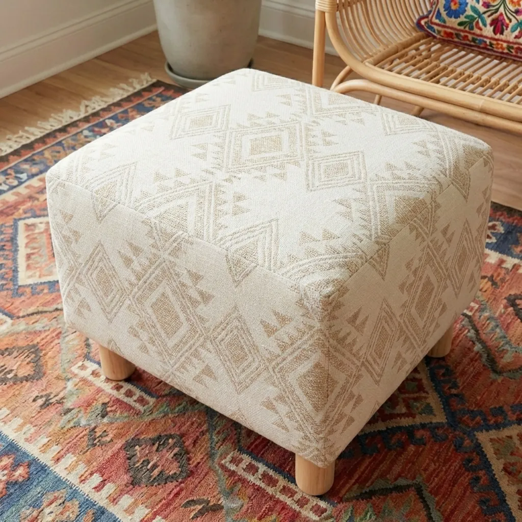 Textured Ottoman Cover For Living Room