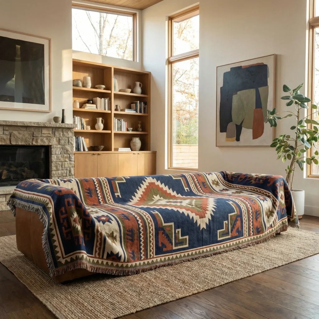 Tribal Inspired Sofa Blanket Cover For Living Room